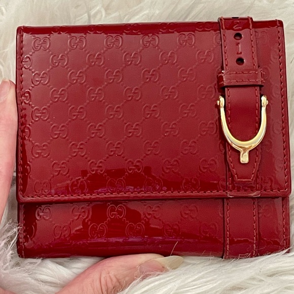 Gucci Red Guccisima Patent Leather Wallet FULL INCLUSION - Picture 1 of 12